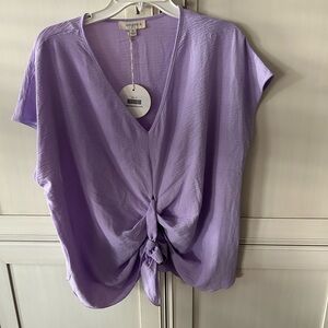 Umgee Lavender Knot Front Blouse